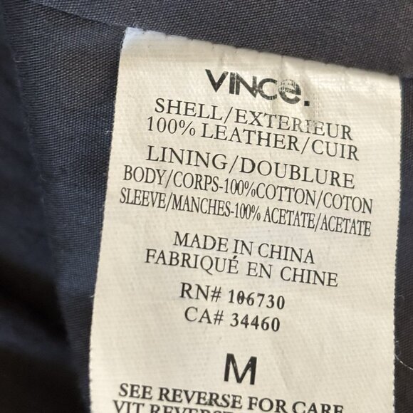 Vince grey Leather biker Jacket Sz M - Picture 3 of 11